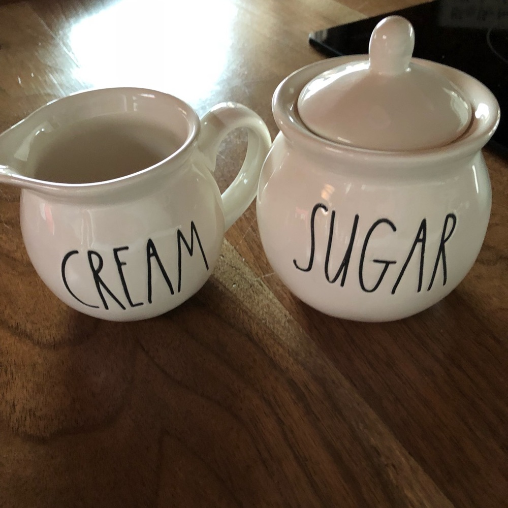 NWT set of 2 Rae Dunn Cream and sugar large letter